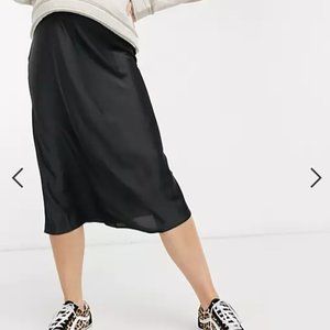 ASOS Maternity Black Satin Midi Skirt